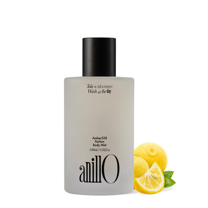 ANILLO Amber528 Parfum Body Mist 100ml / 3.38 fl. Oz, Vegan Scented Body Mist with Yuzu Extract and Hyaluronic Acid Complex for Dry Skin, Body Perfume, Silicone & Paraben Free