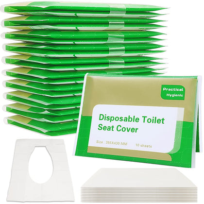 100 Pcs Toilet Seat Covers Disposable,Flushable Portable Travel Toilet Seat Paper Cover for Adults,Kids Potty Training,Travel,10 Individually Packing