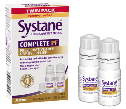 Systane COMPLETE PF Multi-Dose Preservative Free Dry Eye Drops 20ml(Pack of 2 - 10mL bottles) (Packaging may vary)