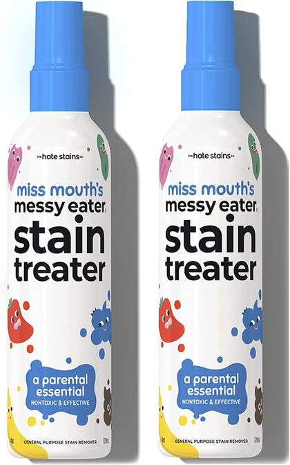 Miss Mouth's Messy Eater Stain Treater Spray - 4oz 2 Pack Stain Remover - Newborn & Baby Essentials - No Dry Cleaning Food, Grease, Coffee Off Laundry, Underwear, Fabric