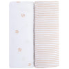 Changing Pad Cover 2 Pack - Baby Changing Pad Cover with 100% Jersey Cotton - Changing Pad Covers for Girls and Boys, Newborn Essentials (Pink Tulip & Stripes)