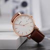 BUREI Men's Fashion Minimalist Wrist Watch Waterproof Watches Simple Ultra Thin Watches Analog Quartz Date with Brown Black Leather Strap(Rose Gold Brown)