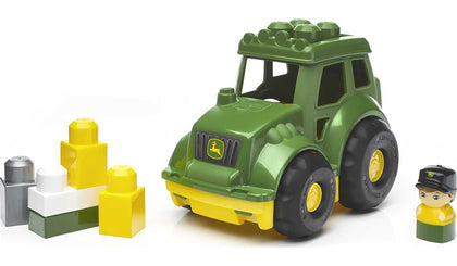MEGA BLOKS John Deere Building Blocks Toy, Lil Tractor with 6 pieces, 1 Figure, Green, Fisher-Price Gift Ideas for Kids