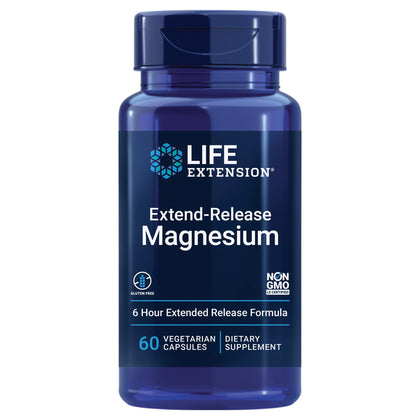 Life Extension Extend-release Magnesium - Prolonged Cardiovascular & Bone Health Support - Gluten-free - Non-GMO - Vegetarian - 60 Vegetarian Capsules