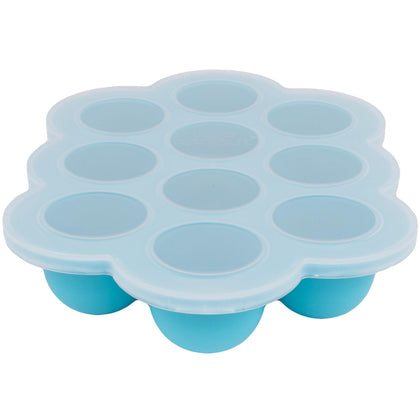WeeSprout Silicone Freezer Tray with Clip on Lid Perfect Food Storage Container for Homemade Baby Food, Vegetable, Fruit Purees, and Breast Milk (Bright Blue, Ten 1.5 Ounce Sections)