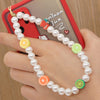 Taouzi 6PCS Beaded Phone Lanyard Face Charm Fruit Star Pearl Rainbow Color Chain Wrist Strap for Women Girls