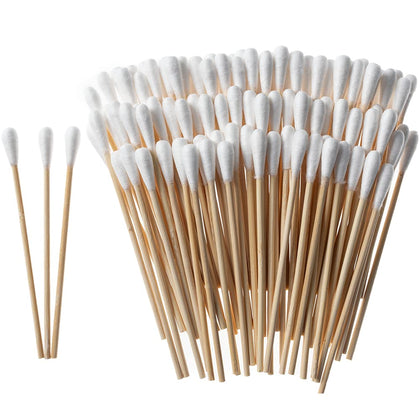 Long Cotton Swabs - 3.93 Inch Cotton Swabs with Wooden Sticks Cleaning Swabs for Wound Care&Cleaning (500 Pcs)