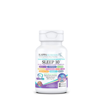 KAPPA NUTRITION Sleep 10, Sleep Aid, 60-Day Supply, Non-Habit Forming Vegan Capsules Natural Sourced Ingredients for Easier Bedtime, Herbal Supplement, Melatonin, Valerian Root, Chamomile Non-GMO