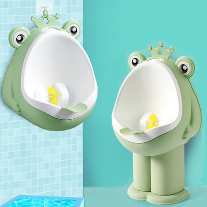 Frog Pee Training,Potty Training Urinal for Boys Kids Toddler Standing Urinal Wall-Mounted Toilet with Funny Aiming Target,Green