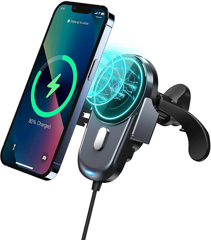 Wireless Car Charger,Englear Magnetic 15W Fast Charging Car Charger Phone Holder for iPhone 15/14/13/12,13/12 Mini,15/14/13/12 pro,15/14/13/12 pro max,15/14 Plus(Gray)
