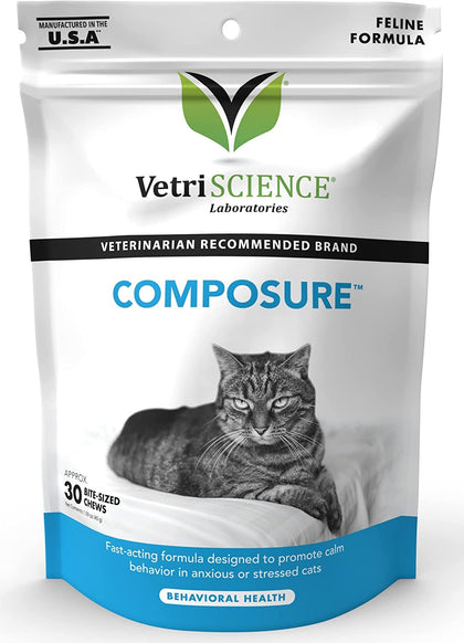 VetriScience Composure, Calming Formula for Cats, 30 Bite-Sized Chews