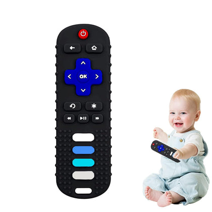Silicone Baby Teething Toys, Teething Toys for Babies 0-18 Months, Baby Silicone Chew Toys?Remote Control Shape Teething Toys,BPA Free (Black)