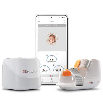 Masimo Stork Vitals - Smart Home Baby Monitoring System - Delivers Continuous Health Data for Your Baby - Includes Stork Boot, Hub & App