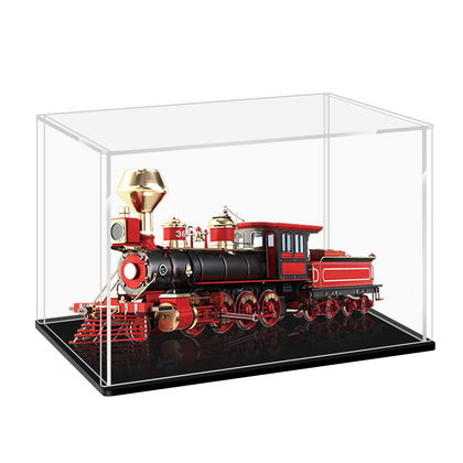 LANSCOERY Clear Acrylic Display Case, Assemble Horizontal Display Box Stand with Black Base, Dustproof Protection Showcase for Collectibles Memorabilia Figurines (10x5x4inch;25x13x10cm)