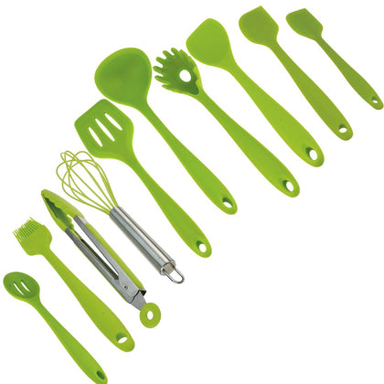 10pcs Silicone Utensils Set, Heat-Resistant, Non-Stick, Safety Health, Silicone Baking Kitchen Cooking Tool Sets (Green)