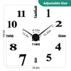 VREAONE Frameless DIY Wall Clock,Large Modern 3D Mirror Sticker kit for Home Living Room Bedroom Office Wall Decorations(Black)