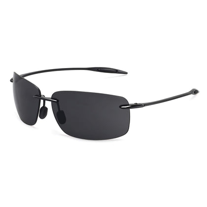JULI Sports Polarized Sunglasses for Men Women Tr90 Rimless Frame for Running Fishing Golf Surf Driving(Black)