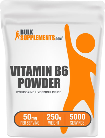 BulkSupplements.com Vitamin B6 (Pyridoxine HCl) Powder - Memory Vitamins for Men - Nerve Support - B6 Vitamins (250 Grams - 8.8 oz)