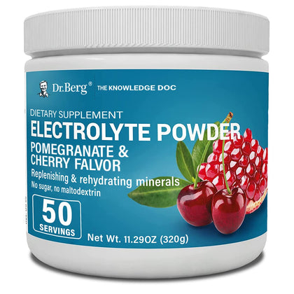 Dr. Berg Hydration Keto Electrolyte Powder - Enhanced w/ 1,000mg of Potassium & Real Pink Himalayan Salt (NOT Table Salt) - Pomegranate and Cherry Flavor Hydration Drink Mix Supplement - 50 Servings