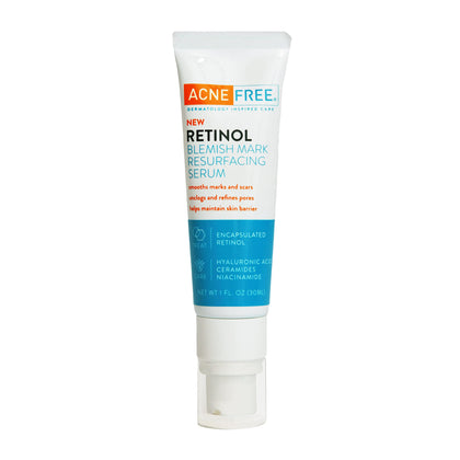 AcneFree Retinol Blemish Mark Resurfacing Serum with Hyaluronic Acid, and Niacinamide, Helps to Reduce the Appearance of Acne Marks, Redness Control, 1 Ounce