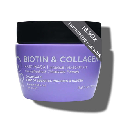 Luseta Biotin Collagen Hair Mask for Dry & Damaged Hair 16.9 Oz, Strengthening & Thickening Treatment for Hair Growth, Deep Conditioning Hair Treatment