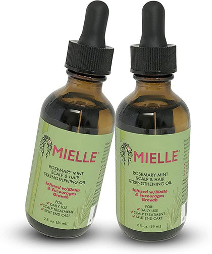 Mielle Organics Hair Products Rosemary Mint Hair Growth Oil 2 oz,(Pack of 2),Infused with Biotin to Encourage and Strengthen Hair Growth,Rid of Itchy and Dry Scalp