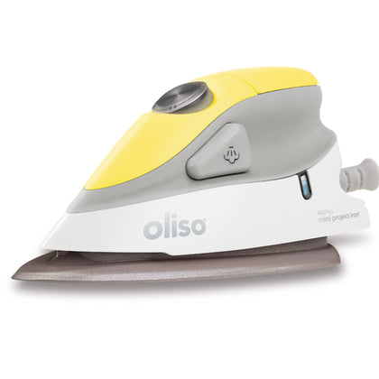 Oliso M2 Mini Project Steam Iron with Solemate - for Sewing, Quilting, Crafting, and Travel | 1000 Watt Dual Voltage Ceramic Soleplate Steam Iron, Yellow