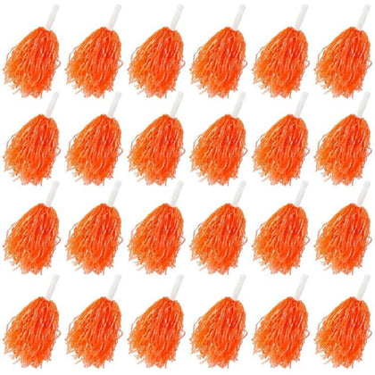 24 Pack Cheerleading Pom Poms, Plastic Cheer Pom Poms with Handle for Routers,Team Spirit Sports Dance Cheerleaders,Kids,Adults (Orange)