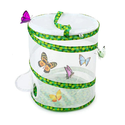 ZFC US Butterfly Habitats Mesh Grasshopper Silkworm Firefly Butterfly and Insect Habitat Cage Butterfly Kit 12 X 14 Inches Pop-up Including 6 Artificial Butterfly Unrestricted Clear Vision