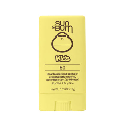 Sun Bum Kids SPF 50 Clear Sunscreen Face Stick | Wet or Dry Application | Hawaii 104 Reef Act Compliant (Octinoxate & Oxybenzone Free) Broad Spectrum UVA/UVB Sunscreen | 0.53 oz