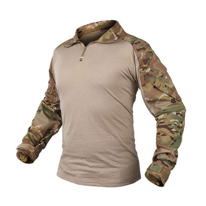 IDOGEAR Men G3 Combat Shirt with Elbow Pads Rapid Assault Long Sleeve Shirt Tactical Military Airsoft Clothing (Multi-camo, Medium)