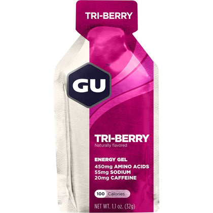 GU Energy Original Sports Nutrition Energy Gel, 8-Count, Tri-Berry