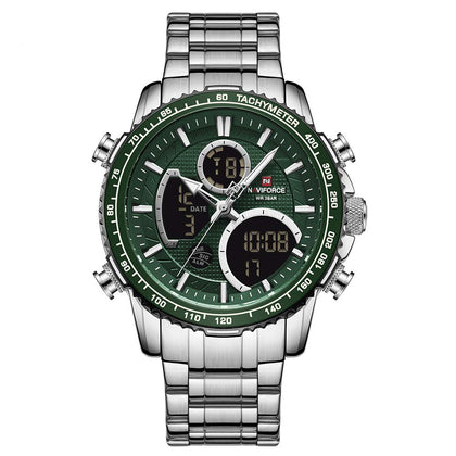 NAVIFORCE Digital Watch Men Luxury Stainless Steel Analog Quartz Waterproof Watches Fashion Business Chronograph Military Multifunctional Wristwatch