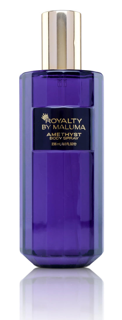 Royalty by Maluma Amethyst Body Spray, 8 oz - Luxurious Body Spray for Women - Fruity Floral Chypre Scent - Top Notes of Bergamot and Black Currant - Long-Lasting Perfume for Women