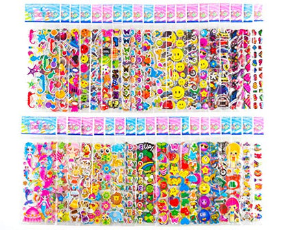 Stickers for Kids Toddlers Stickers - MoCeYa 1200+ Puffy Stickers for Toddlers Bulk Sticker Sheets School Stickers for Girls Boys Stickers Packs Party Favors (40 Sheets,1200 Pcs)