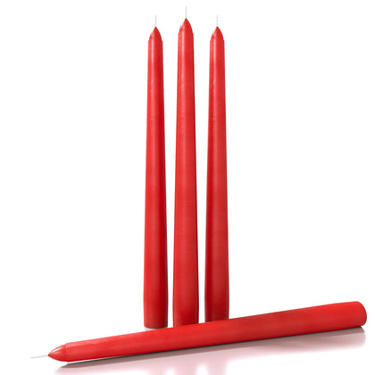 CANDWAX 10 inch Taper Candles Set of 4 - Dripless Taper Candles and Unscented Candlesticks - Perfect as Dinner Candles - Red Candles