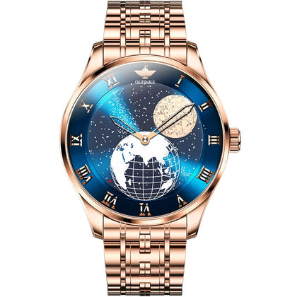 OUPINKE Men Automatic Mechanical Wrist Watches Luxury Dress Tungsten Steel Luminous Waterproof Sapphire Diamond Calendar Best Gifts Men
