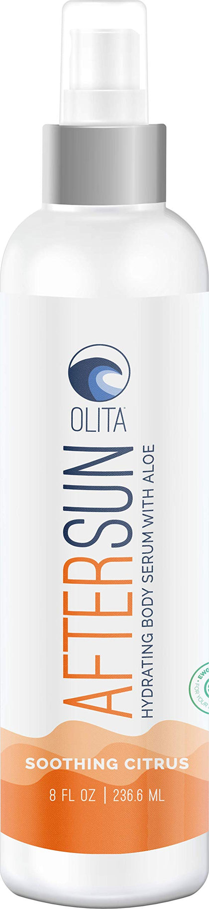 Olita AfterSun Body Serum - Soothing Citrus Fragrance - 8 oz - Hydrating Body Oil with Aloe Vera - All-Natural with Vitamin E - Cooling Sunburn Relief
