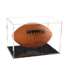 Football Display Case Clear Acrylic Full Size Frame Glass Showcase Box Assemble Memorabilia Sports Protection with Black Stand Holder Base