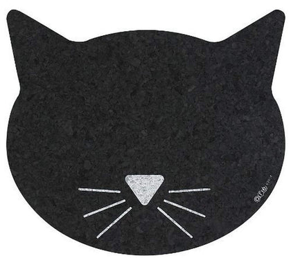 ORE Pet Black Cat Face Recycled Rubber Pet Placemat,Size: 1 Pack