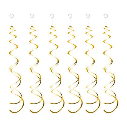 30 Pieces Gold Hanging Swirl Decorations Plastic Streamer Party Swirl Spiral Decorations for Ceiling, Wedding Baby Shower Birthday Party Supply