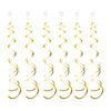 30 Pieces Gold Hanging Swirl Decorations Plastic Streamer Party Swirl Spiral Decorations for Ceiling, Wedding Baby Shower Birthday Party Supply