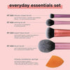 Real Techniques Everyday Essentials + Sponge Kit, Makeup Brushes & Makeup Blending Sponge Set, For Foundation, Blush, Bronzer, Eyeshadow, & Powder, Vegan Synthetic Bristles, 5 Piece Set