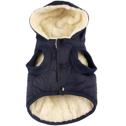 Vecomfy Fleece Lining Extra Warm Dog Hoodie in Winter for Small Dogs Jacket Puppy Coats with Hooded,Blue M