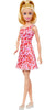 Barbie Fashionistas Doll #205 with Blond Ponytail, Wearing Pink and Red Floral Dress, Platform Sandals and Hoop Earrings For 3 years and older