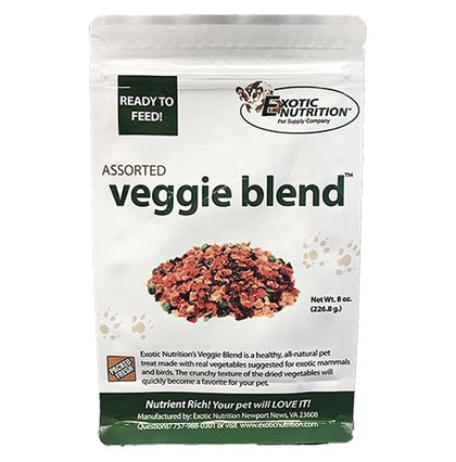 Veggie Blend - Healthy Natural Mixed Dried Vegetable Treat - Sweet Potatoes, Carrots, Peas - for Degus, Chinchillas, Sugar Gliders, Hedgehogs, Guinea Pigs & Small Pets (8 Ounce (Pack of 1))