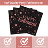 Wiooffen 96 Pcs Retirement Party Plates Napkins Tableware Set Rose Gold Happy Retirement Supplies Disposable Dinnerware Decoration Favors for Women, 24 Guests