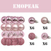Emopeak 24Pcs Christmas Balls Ornaments for Xmas Christmas Tree - 4 Style Shatterproof Christmas Tree Decorations Hanging Ball for Holiday Wedding Party Decoration (Pink, 1.3