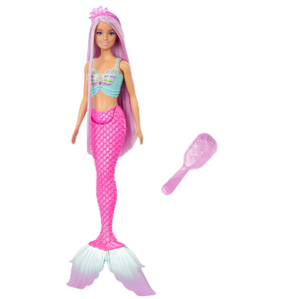 Barbie Mermaid Doll with 7-Inch-Long Pink Fantasy Hair and Colorful Accessories for Styling Play like Headband and Barrettes