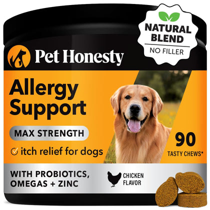 Pet Honesty Dog Allergy Relief Immunity Max Strength - Dog Allergy Chews, Probiotics for Dog, Dog Skin and Coat Supplement, Itch Relief for Dogs,Seasonal Allergy Support Supplement (Salmon)